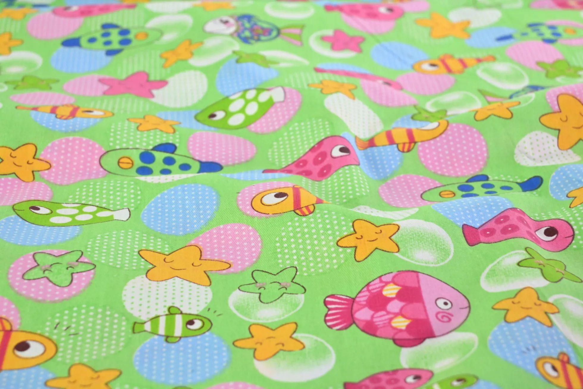 Katoen poplin – Sea friends green