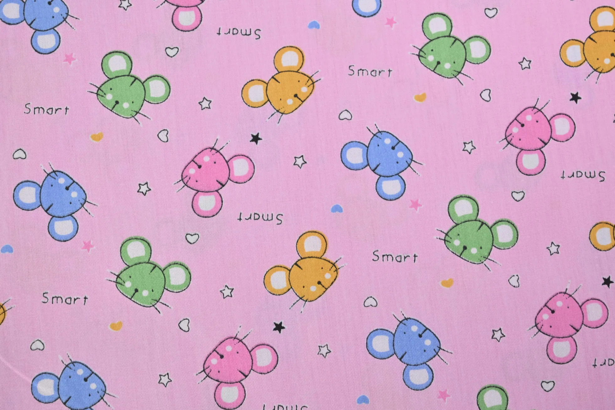 Katoen poplin – Smart mouse on pink