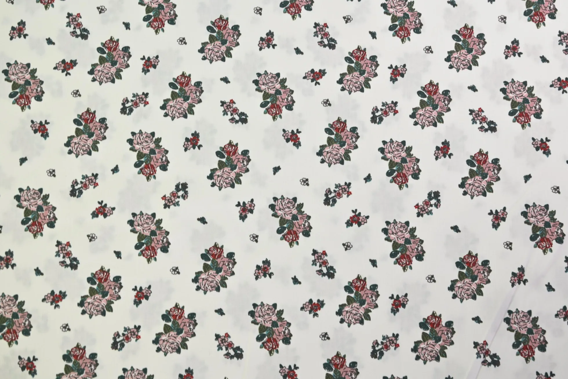 Katoen poplin – Vintage Rose Posy