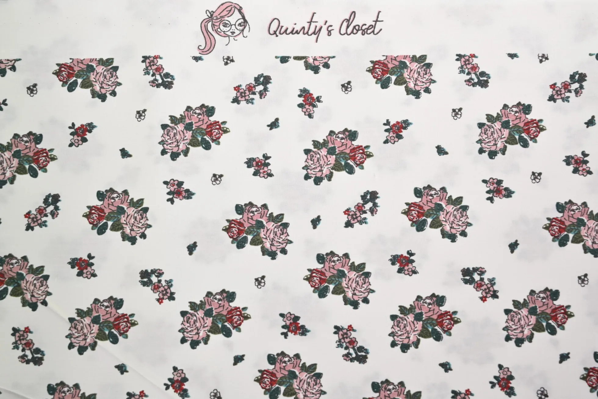 Katoen poplin – Vintage Rose Posy