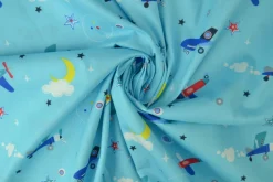 Katoen poplin – Vliegtuig blauw