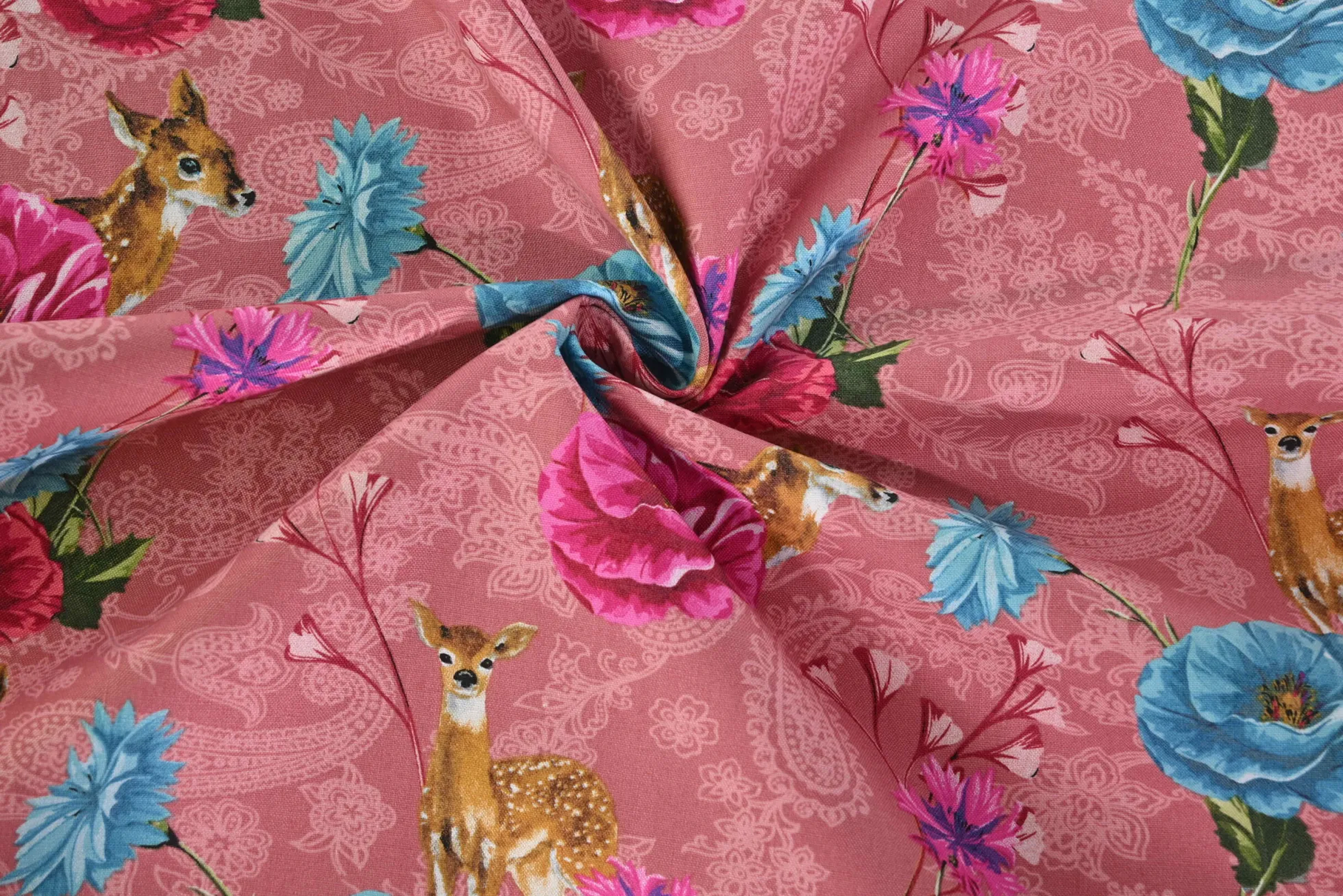 Katoen poplin – Woodland Bloom Deer