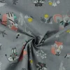 Katoen poplin – Woodland friends grey
