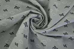 Katoen poplin – Zilvergrijs vliegtuigjes