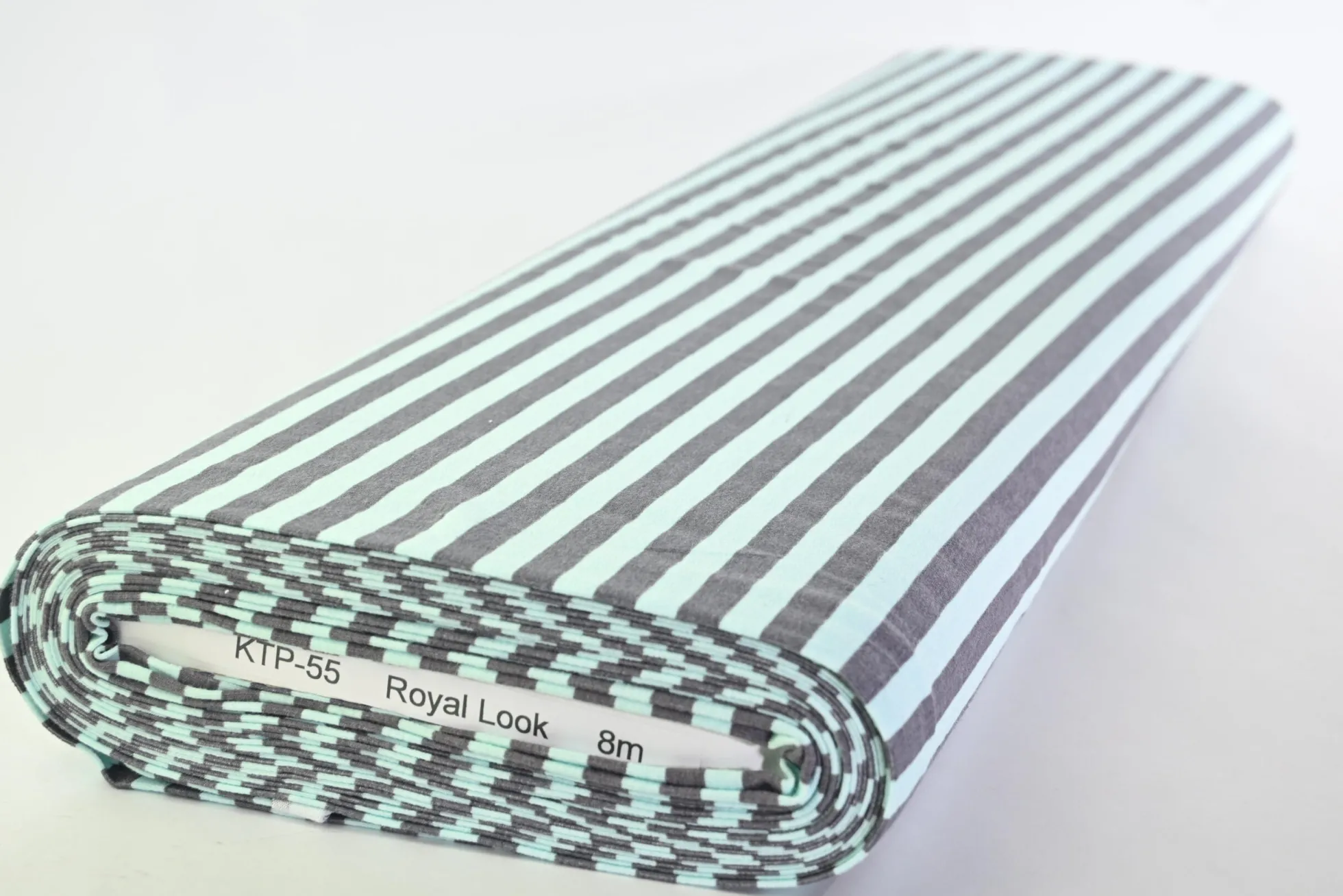 Katoen tricot – Baby blue grey stripes