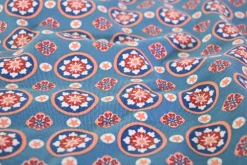 Katoen tricot – Blue Retro Bloom Medallion