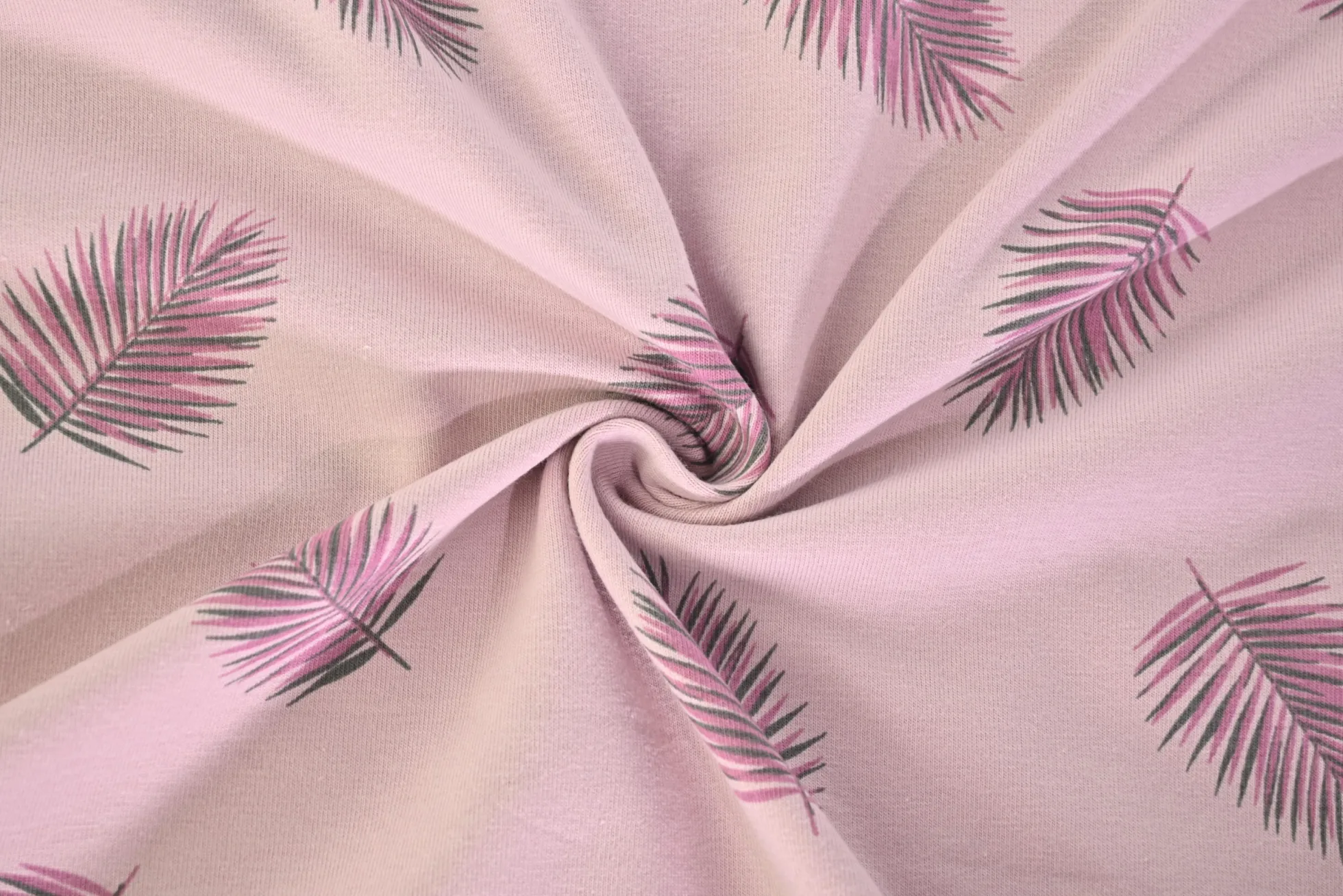 Katoen tricot – Blush Pink Palm Fronds