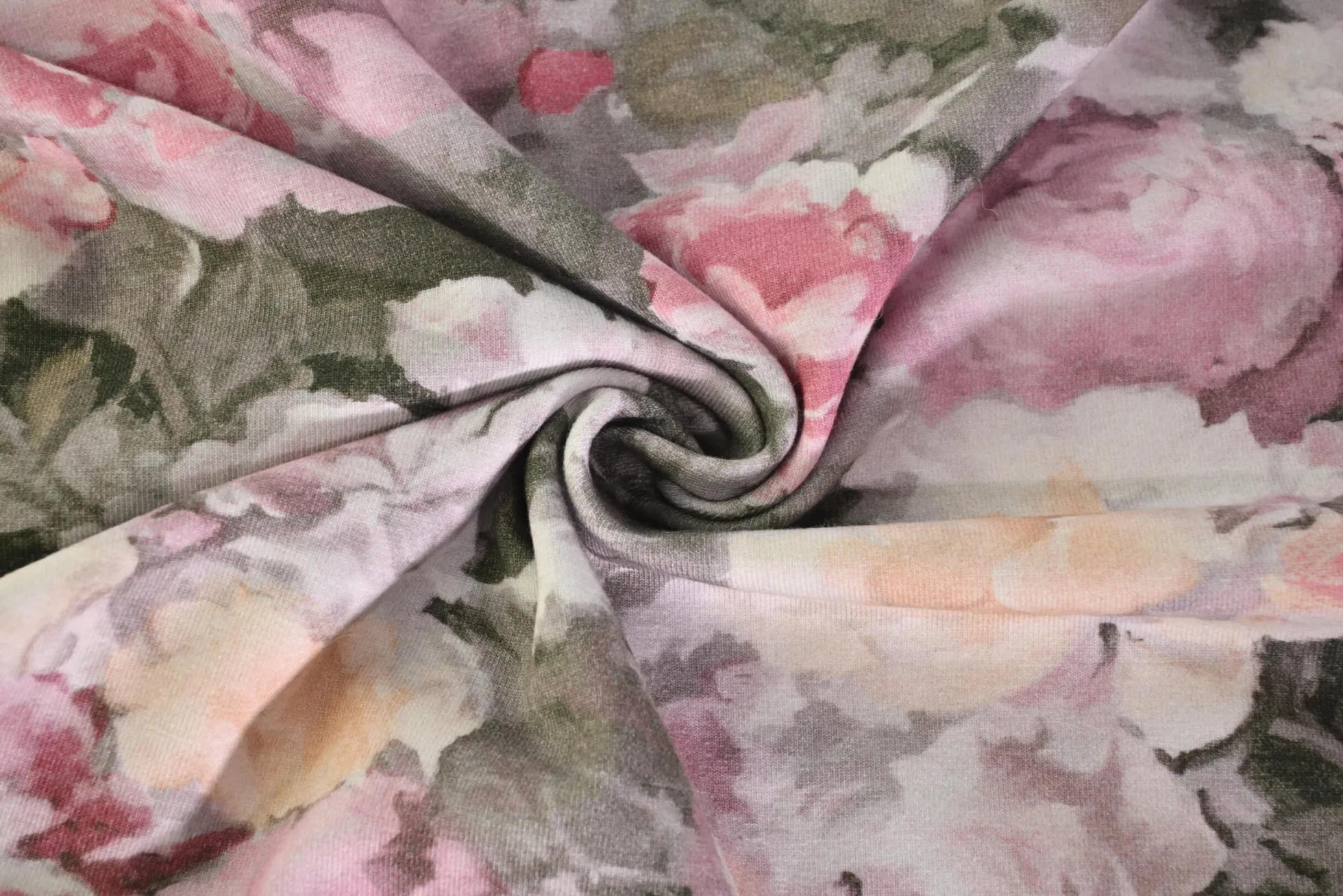 Katoen tricot – Blush Pink Peony Garden