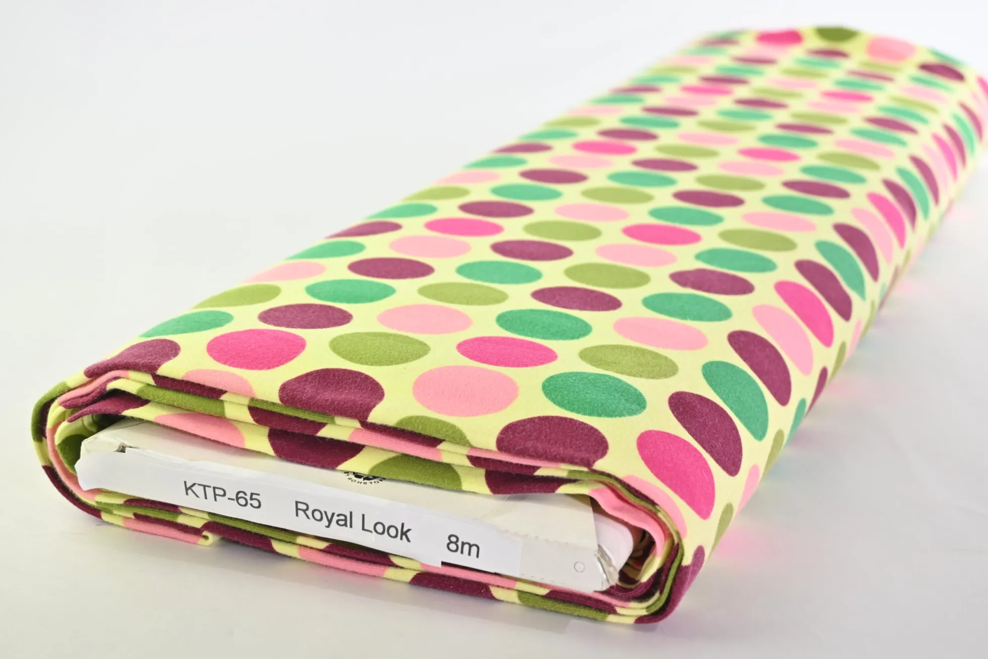 Katoen tricot – Colorful dots on bright yellow