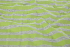 Katoen tricot – Green and grey marl stripes