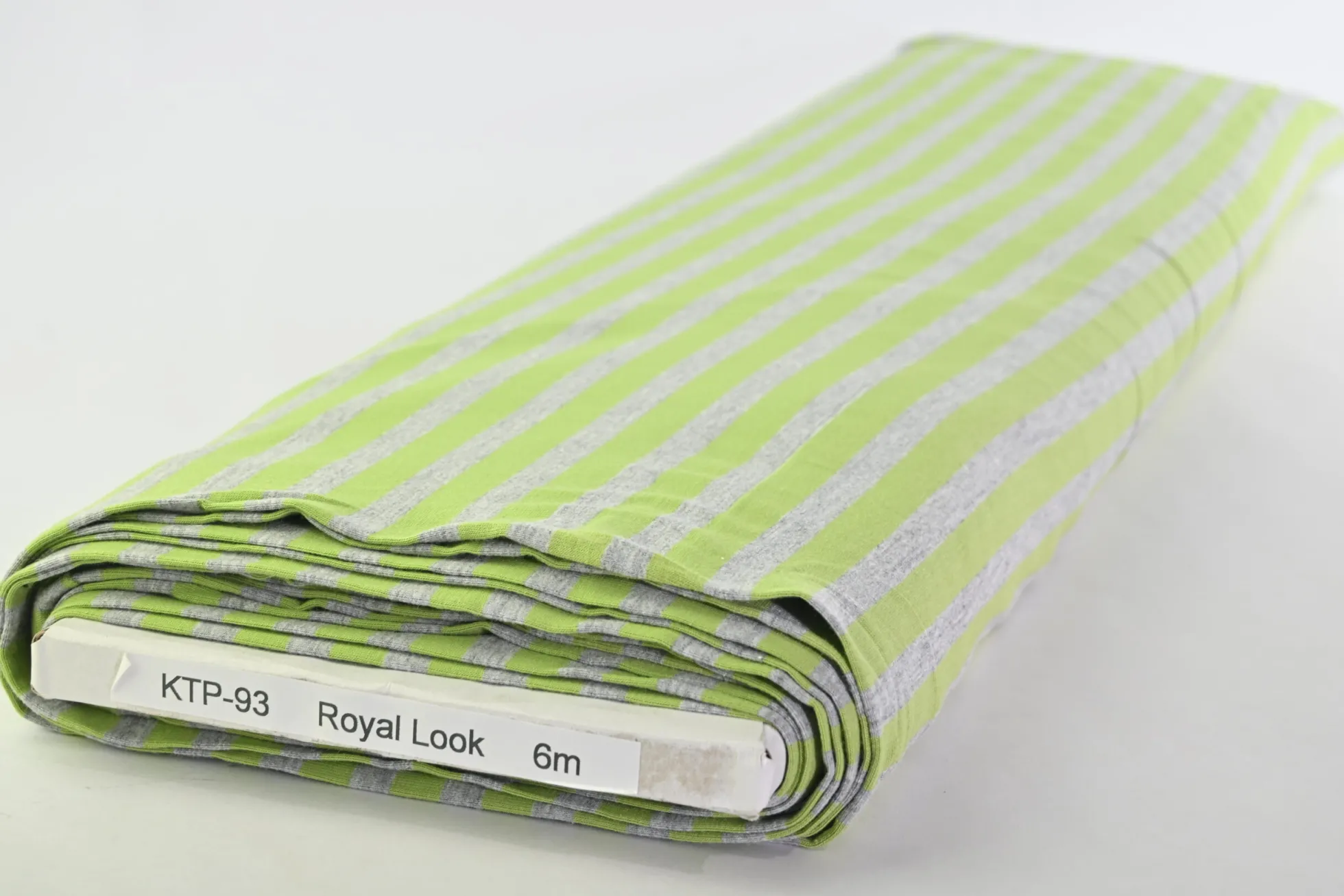 Katoen tricot – Green and grey marl stripes