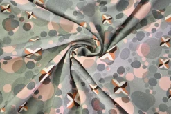 Katoen tricot – Grey Blush Retro Bubbles