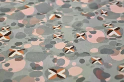 Katoen tricot – Grey Blush Retro Bubbles