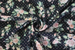 Katoen tricot – Midnight Rose Bouquet