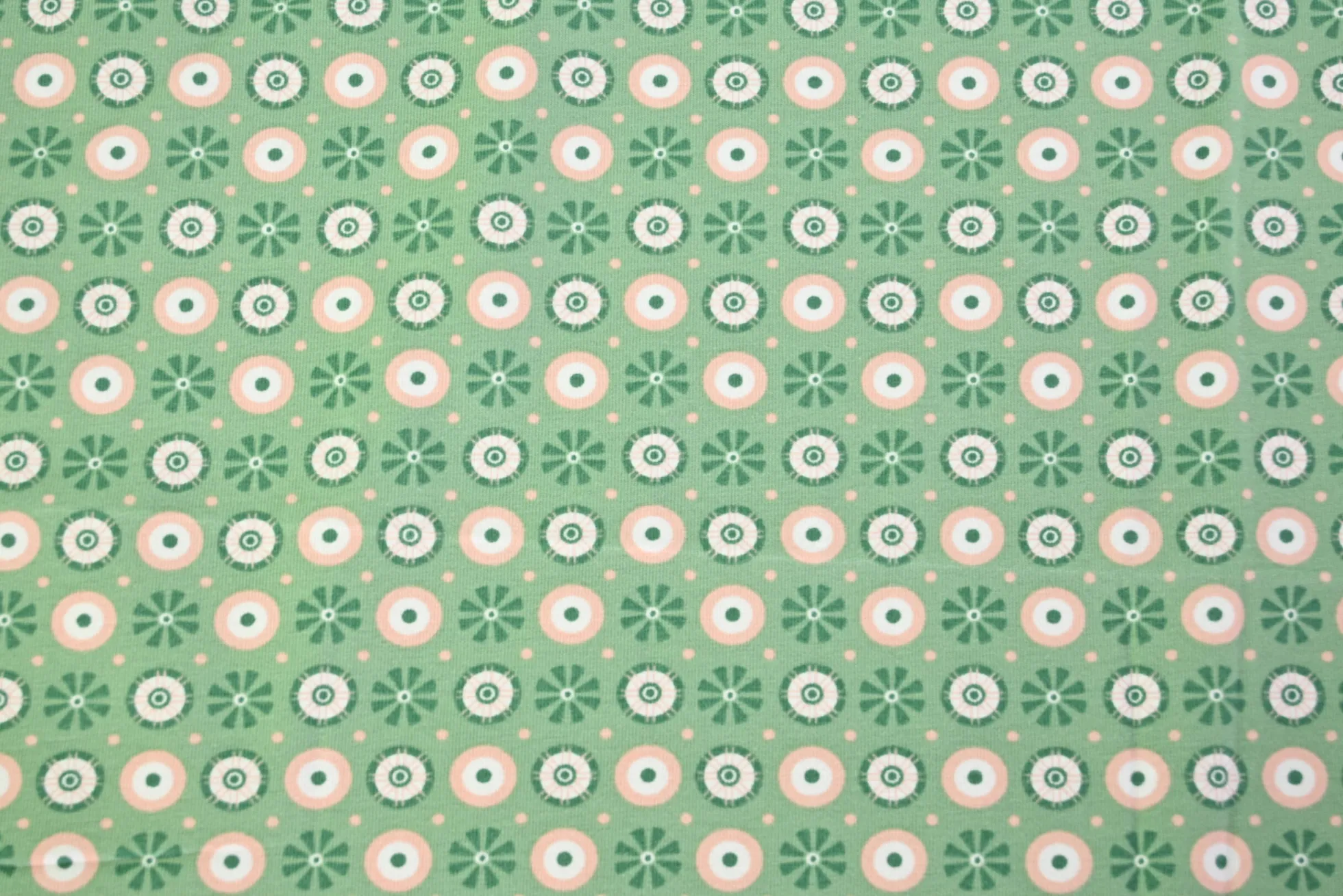 Katoen tricot – Mint Retro Daisy Dot