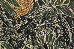 Katoen tricot – Olive Mustard Jungle Leaves