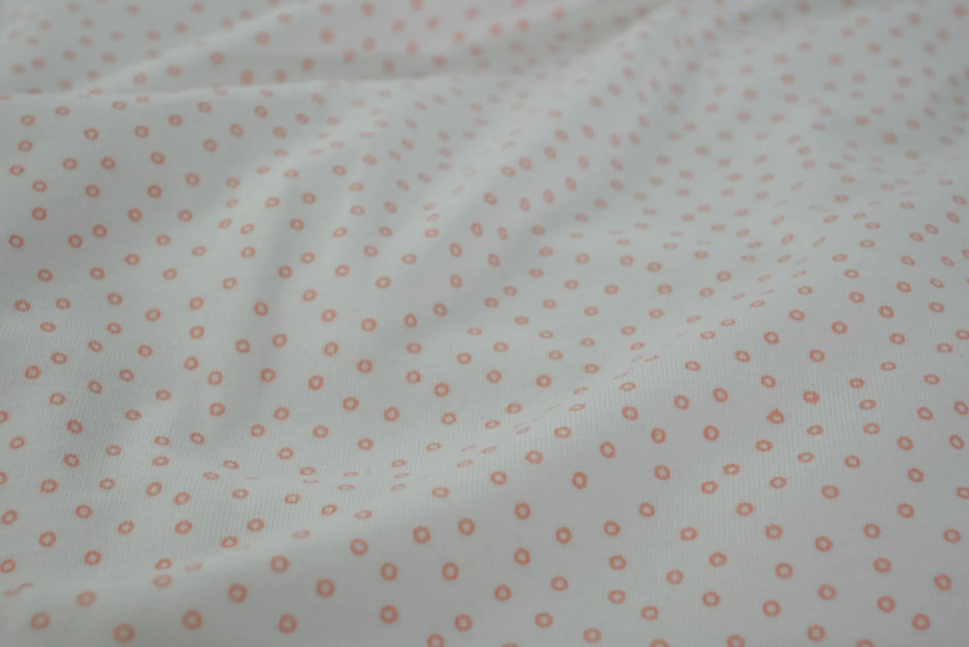 Katoen tricot – Orange dots