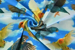 Katoen tricot – Parakeet in the Clouds