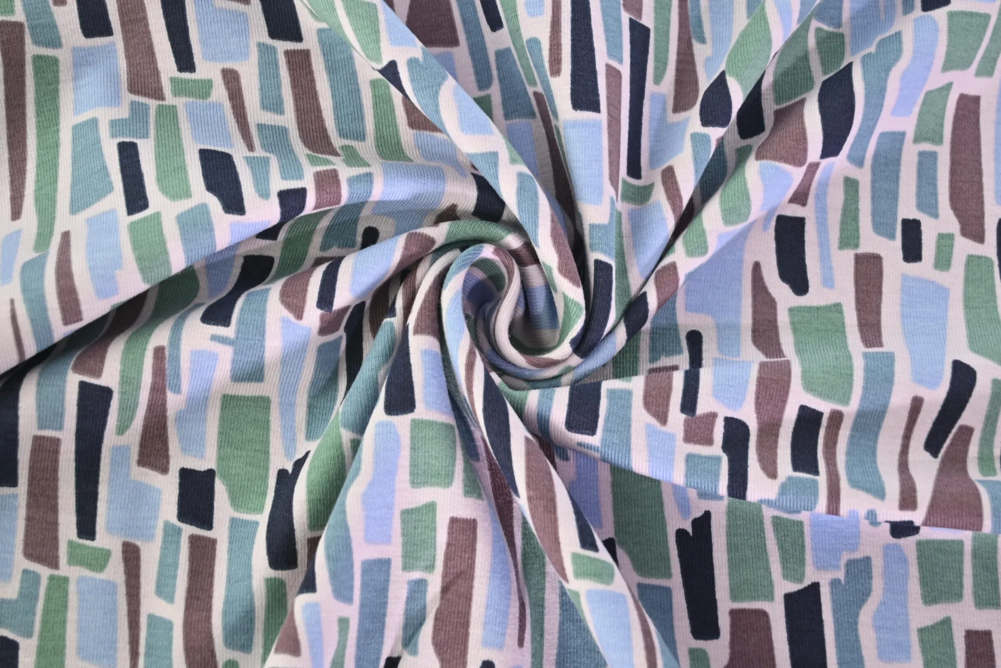 Katoen tricot – Pastel Blue Mosaic