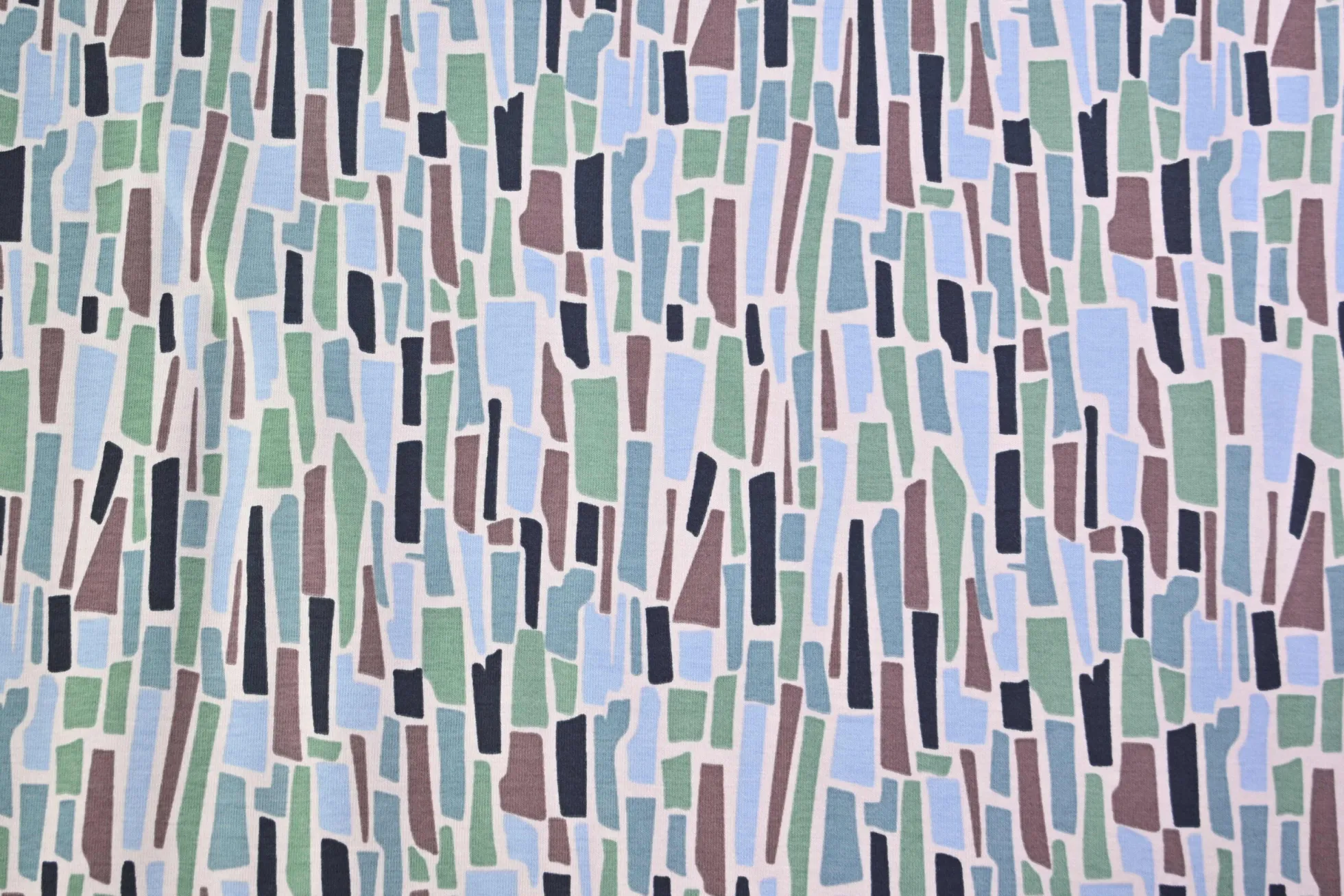Katoen tricot – Pastel Blue Mosaic