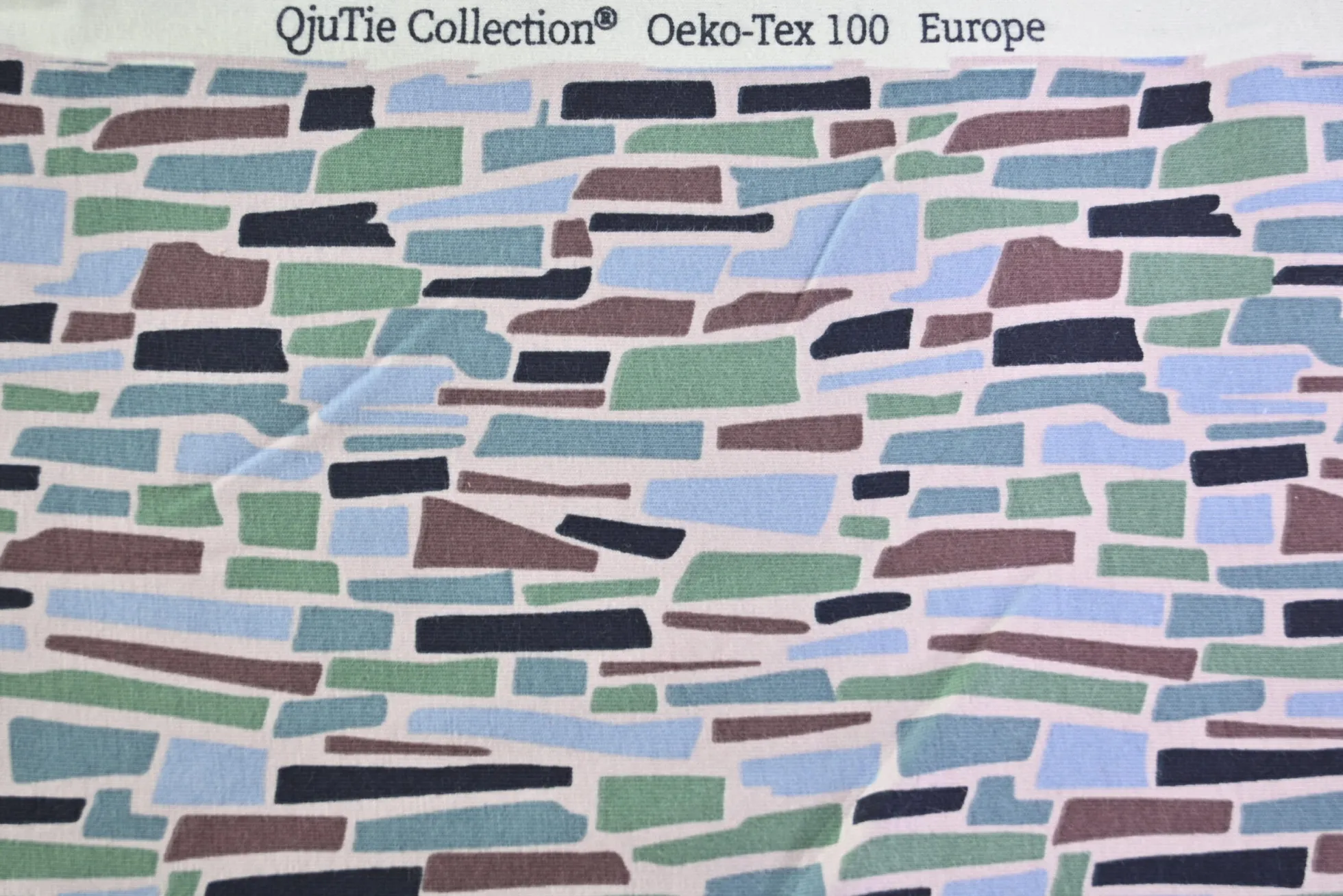 Katoen tricot – Pastel Blue Mosaic