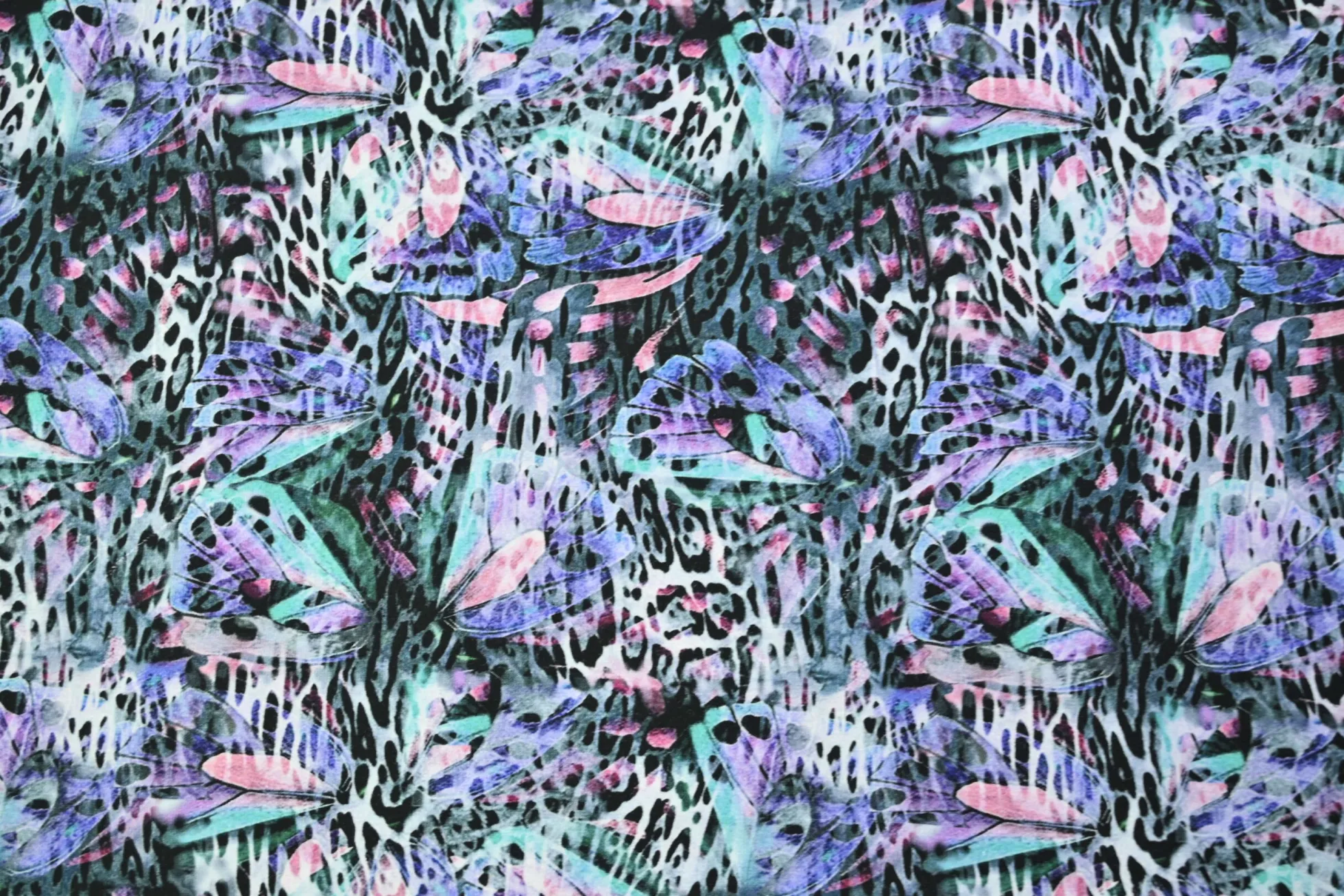 Katoen tricot – Pastel Butterfly Jungle