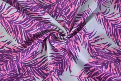 Katoen tricot – Pink Purple Palm Leaves