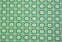 Katoen tricot – Retro green Blossom
