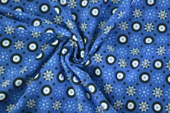 Katoen tricot – Royal Blue Indigo Mosaic