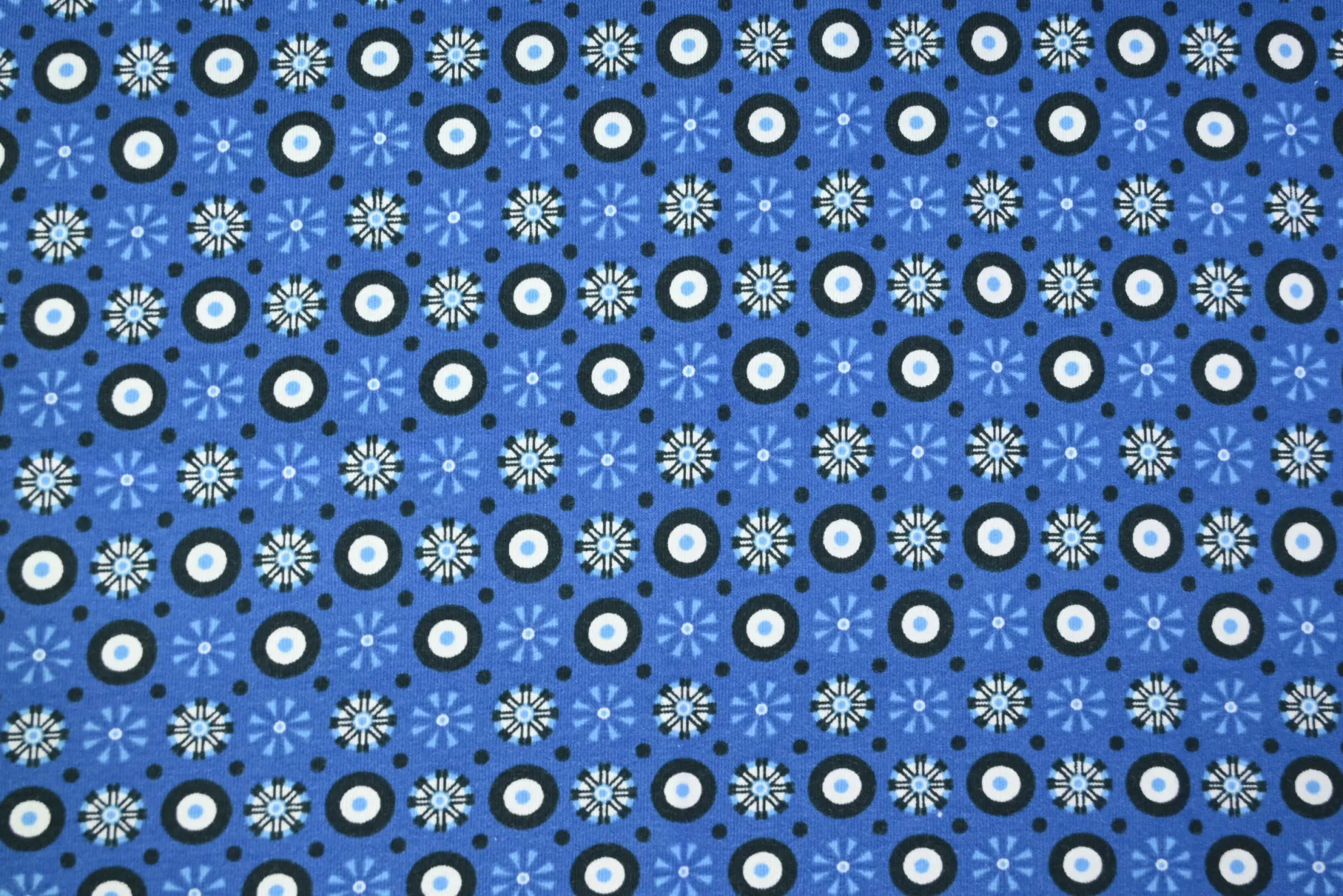 Katoen tricot – Royal Blue Indigo Mosaic