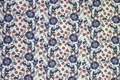 Katoen tricot – Royal Blue Red Floral Vine