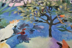 Katoen tricot – Royal Blue Tropical Cockatoos
