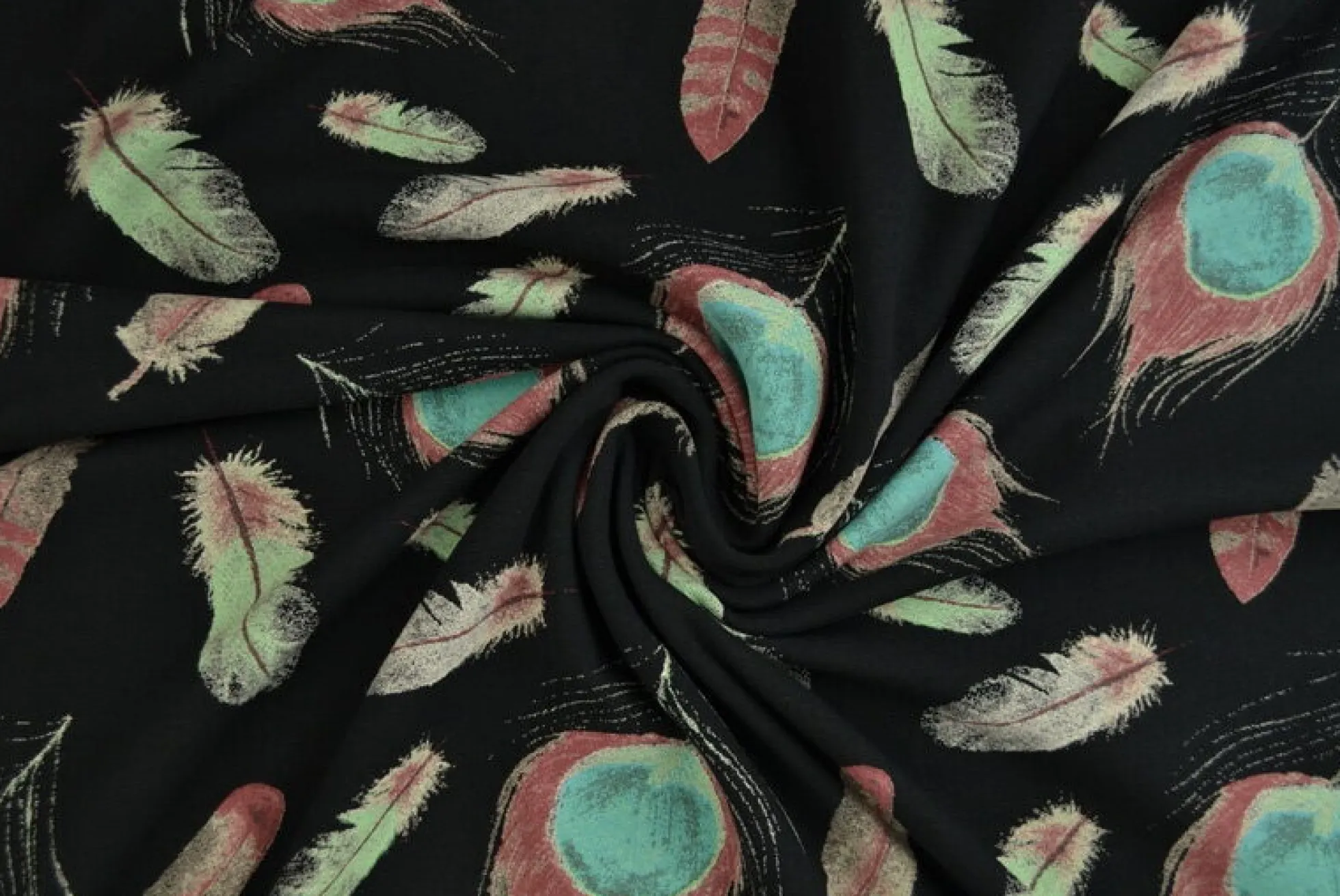 Katoen tricot Royal – Pauwveren zwart