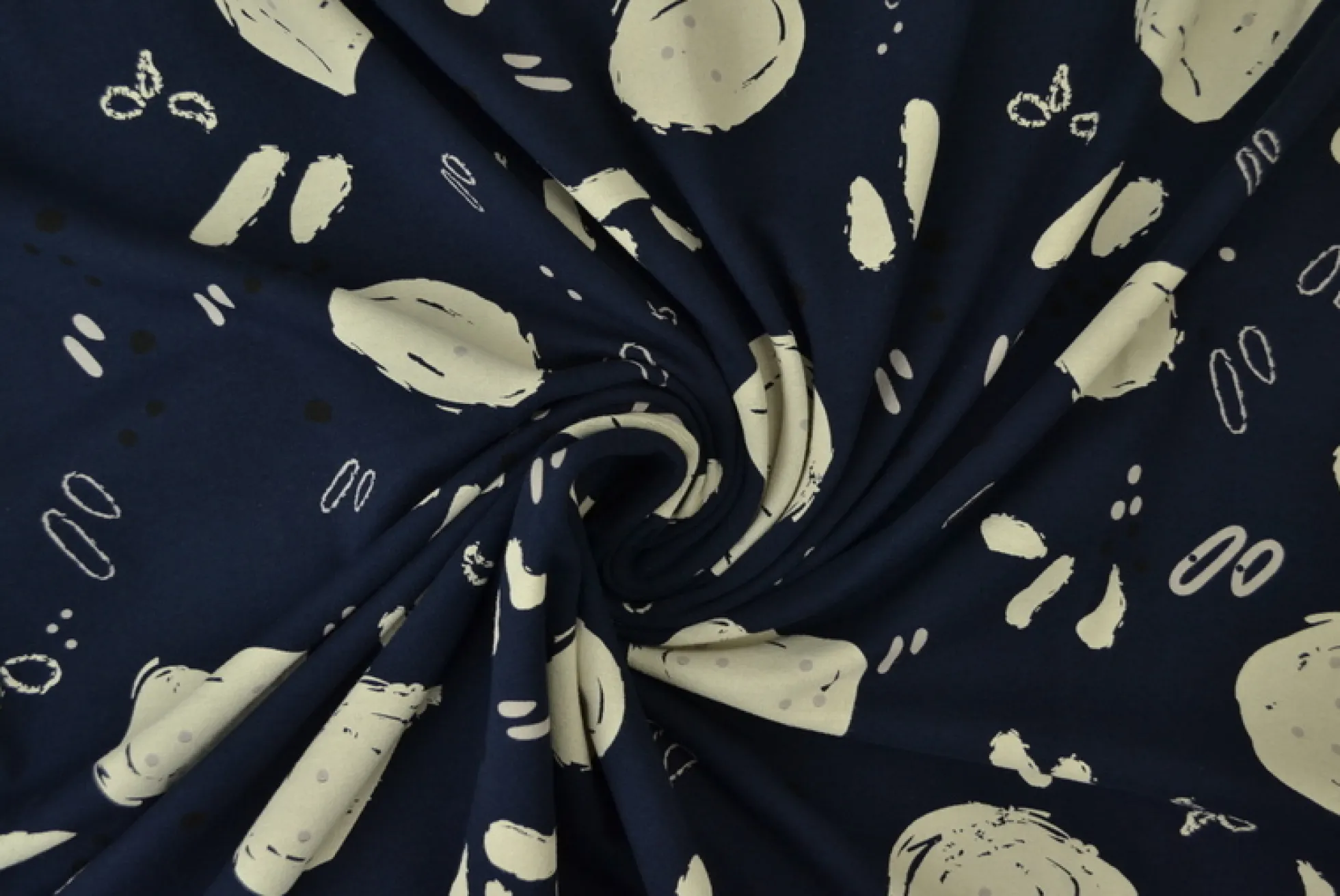 Katoen tricot Royal – Stoneage fantasy donker navy