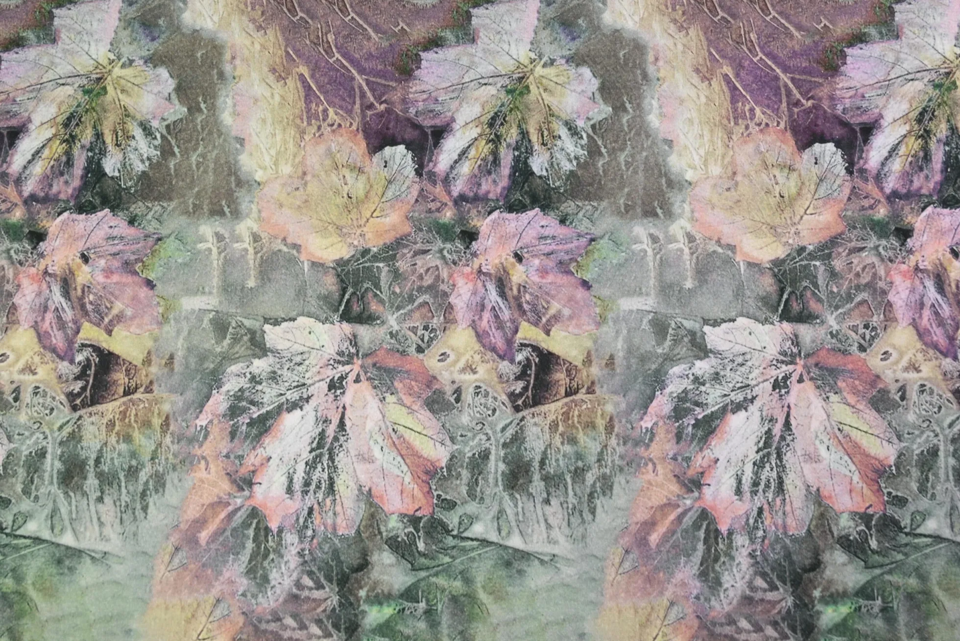 Katoen tricot – Sage Lavender Autumn Leaves