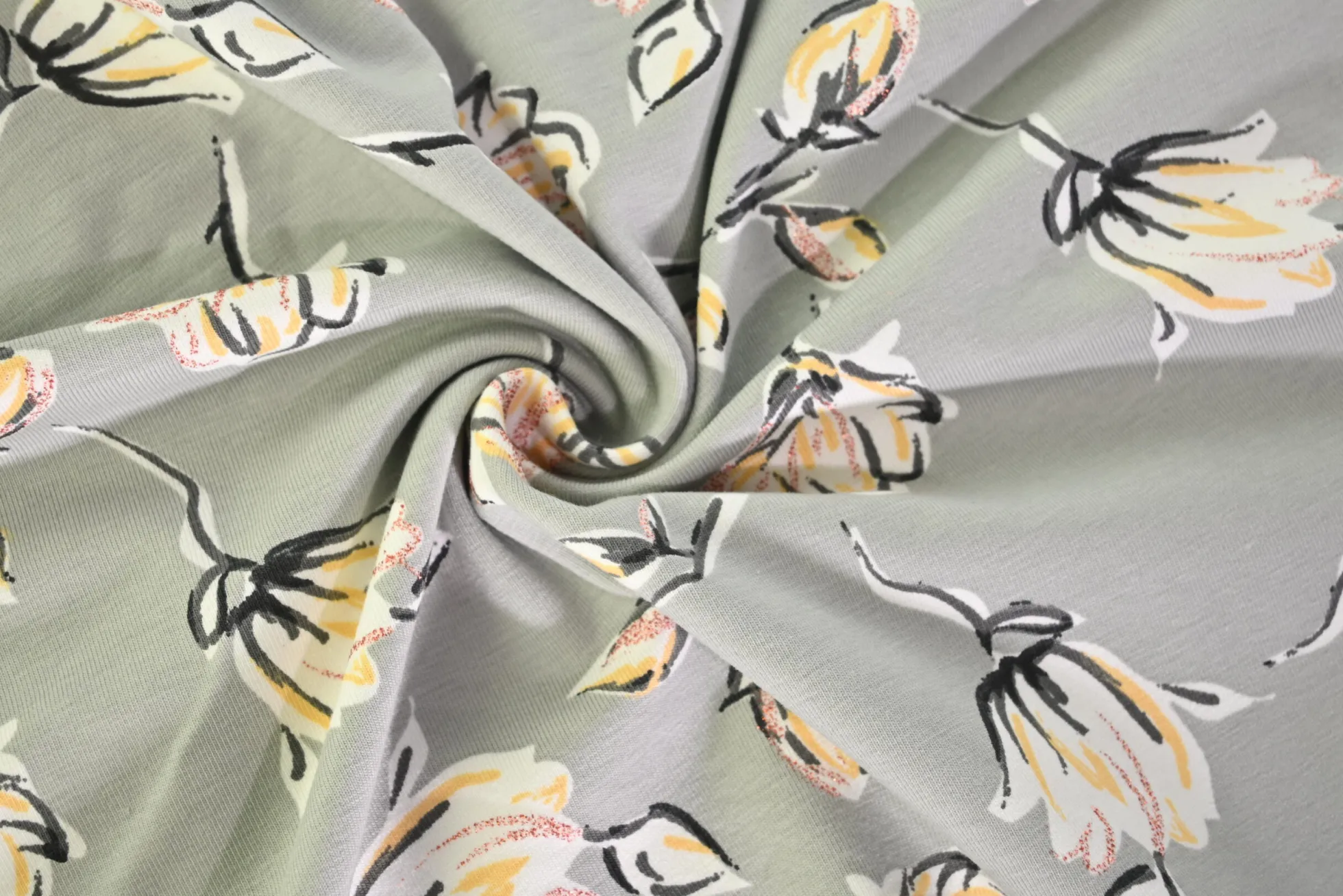 Katoen tricot – Sage Yellow Magnolia