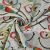 Katoen tricot – Smiley with rainbow glasses on grey