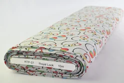 Katoen tricot – Smiley with rainbow glasses on grey
