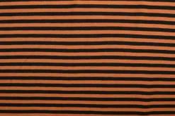 Katoen tricot soft touch – Cognac & black stripes