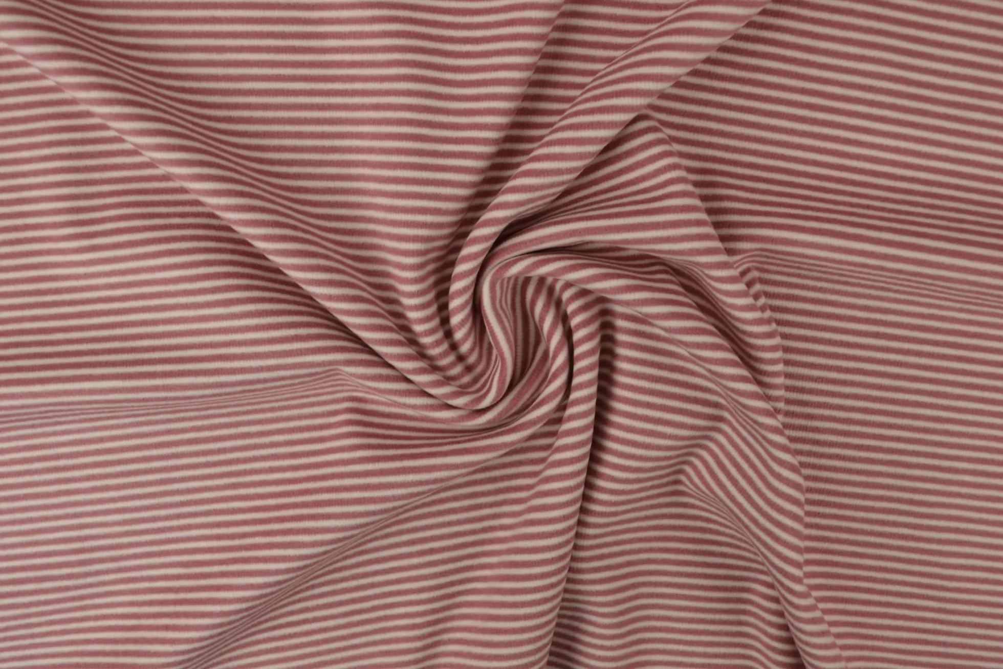 Katoen tricot soft touch – Dark old pink & off-white stripes