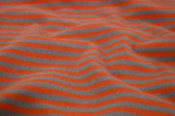 Katoen tricot soft touch – Dark orange & dark grey stripes