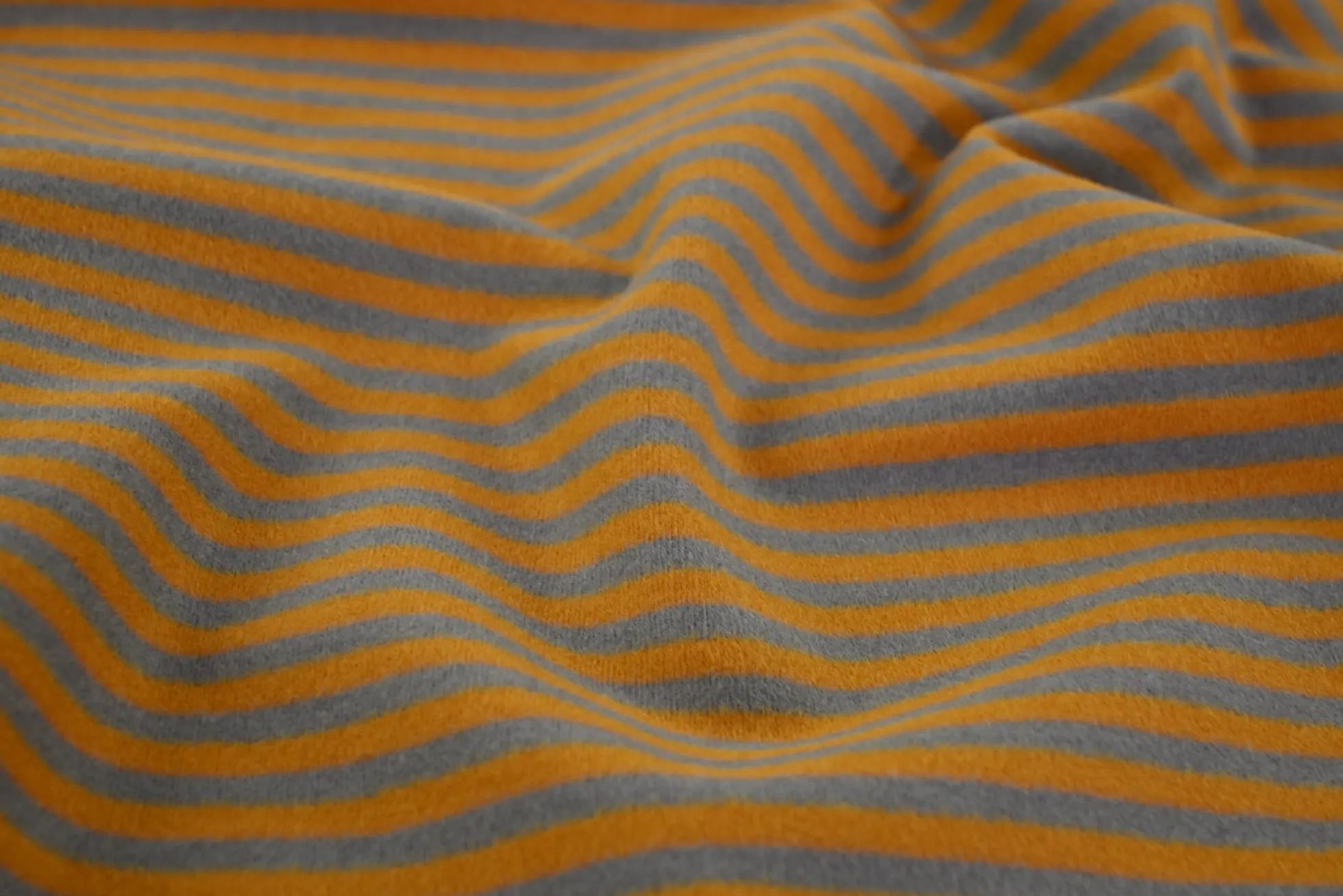 Katoen tricot soft touch – Dark grey & dark ocher stripes