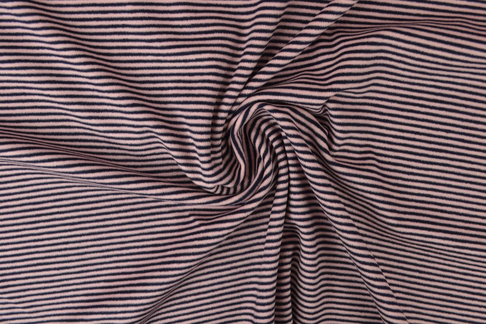 Katoen tricot soft touch – Dusky pink & black stripes