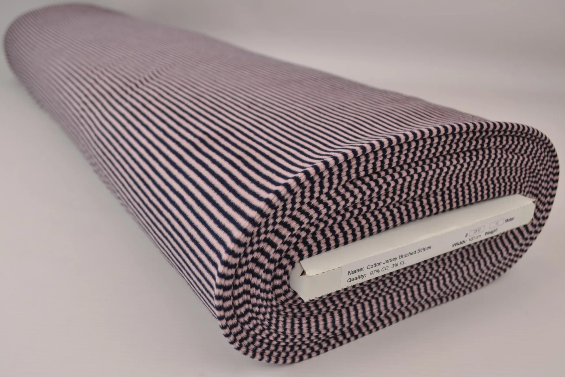 Katoen tricot soft touch – Dusky pink & black stripes