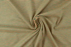 Katoen tricot soft touch – Green & ocher stripes