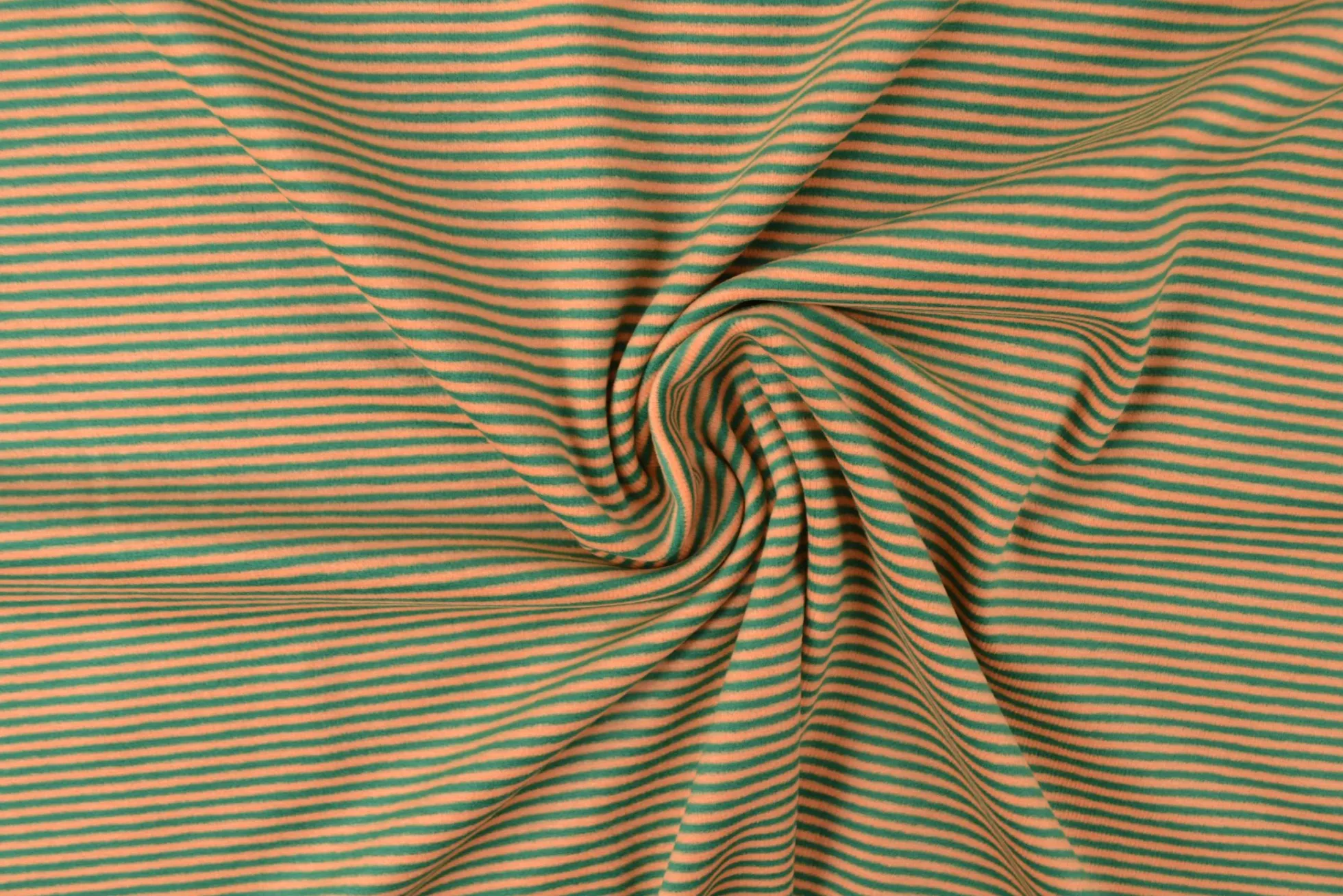 Katoen tricot soft touch – Green & ocher stripes