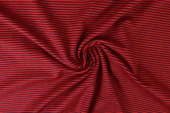 Katoen tricot soft touch – Navy & dark red stripes