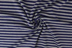 Katoen tricot soft touch – Navy & grey stripes