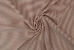 Katoen tricot soft touch – Old pink & off-white stripes