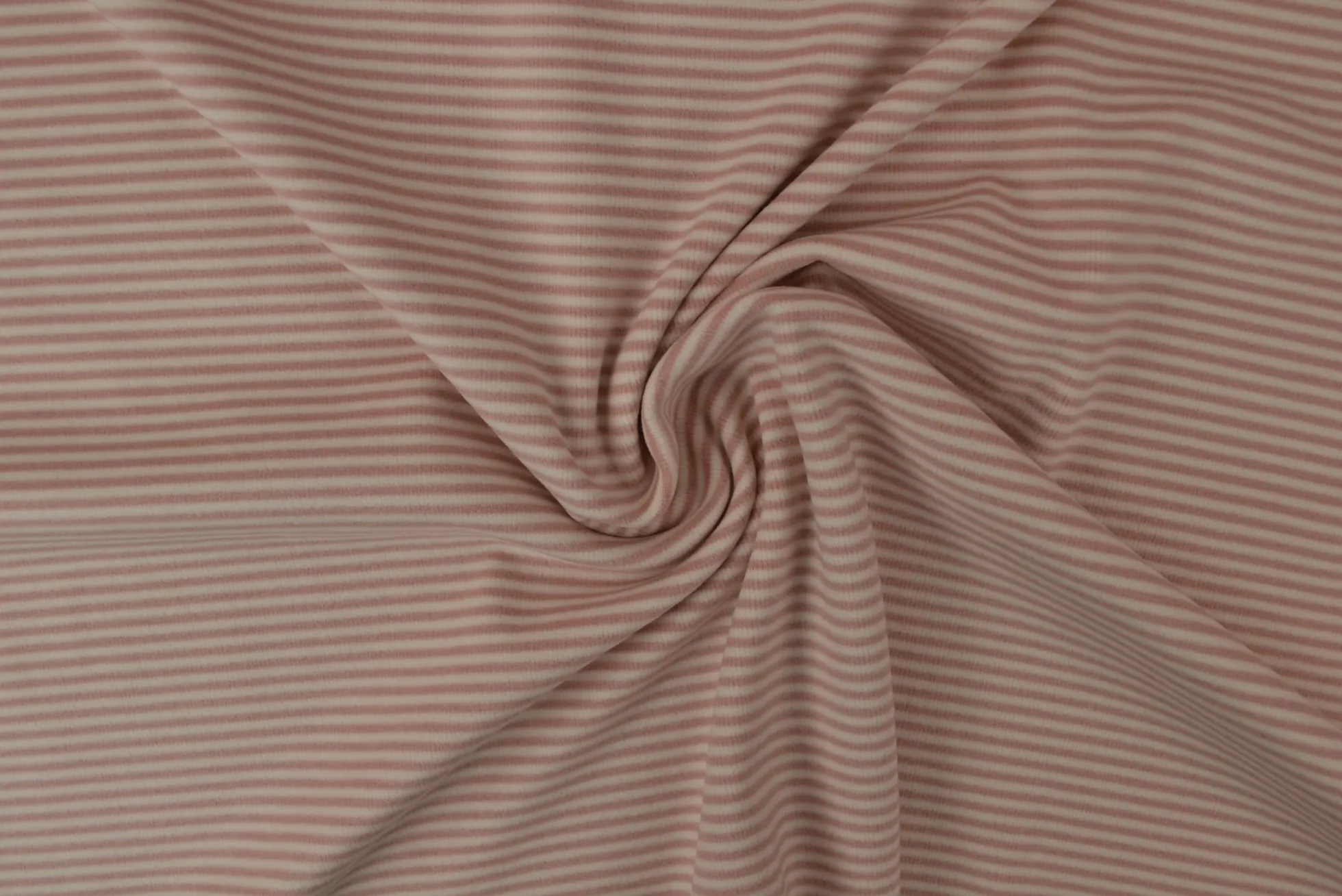 Katoen tricot soft touch – Old pink & off-white stripes